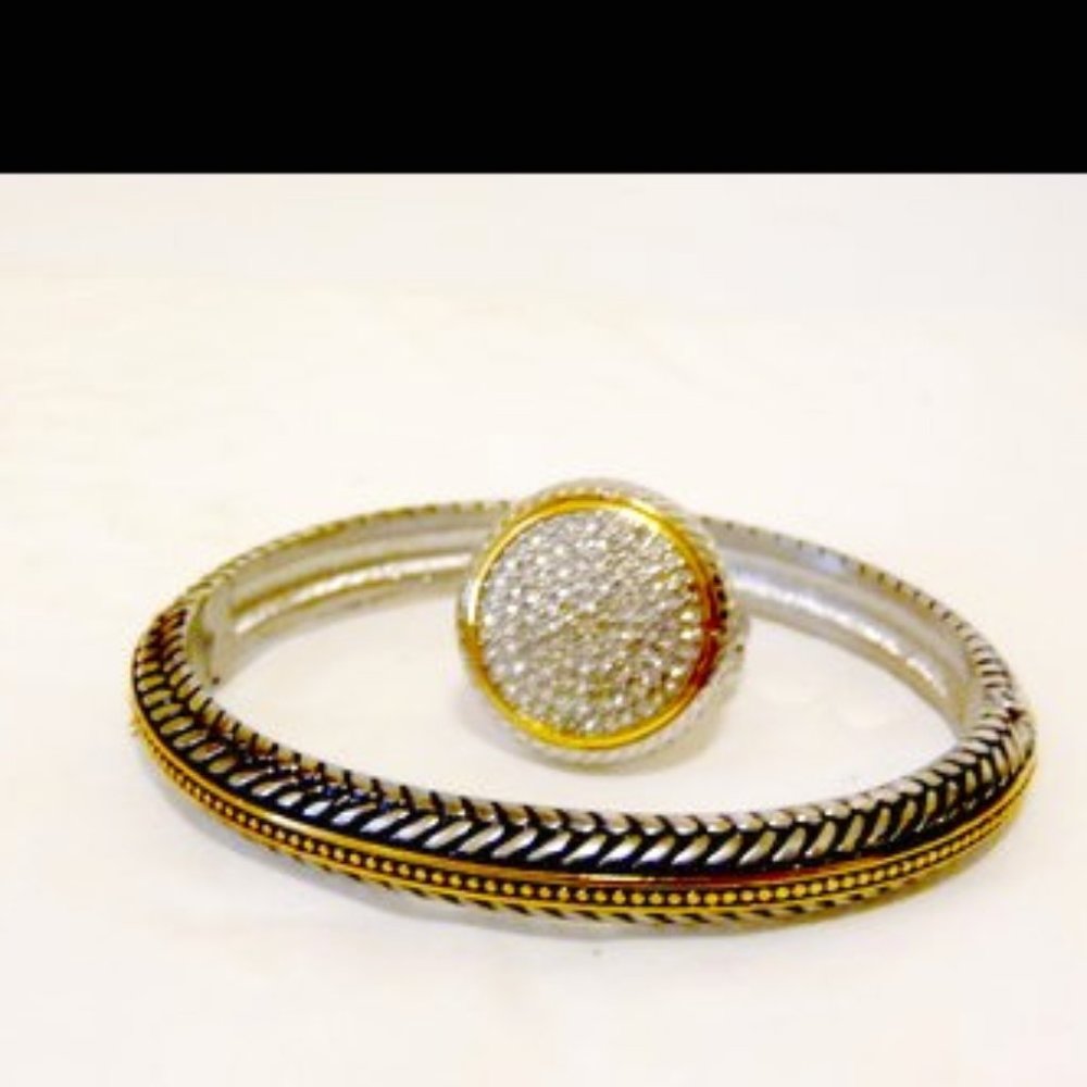 Emma Skye Stainless Steel  OvalBangle & Pave Ring